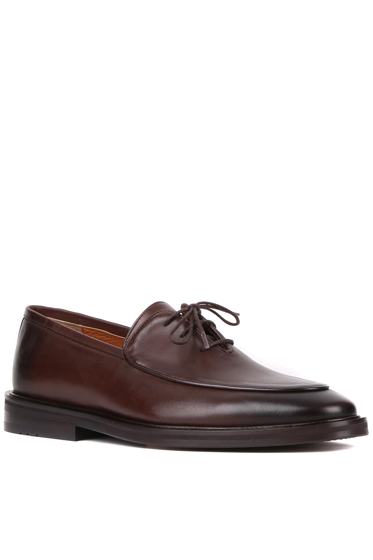 Shoetyle - Kahverengi Deri Bağcıklı Erkek Klasik Ayakkabı 250-7511
