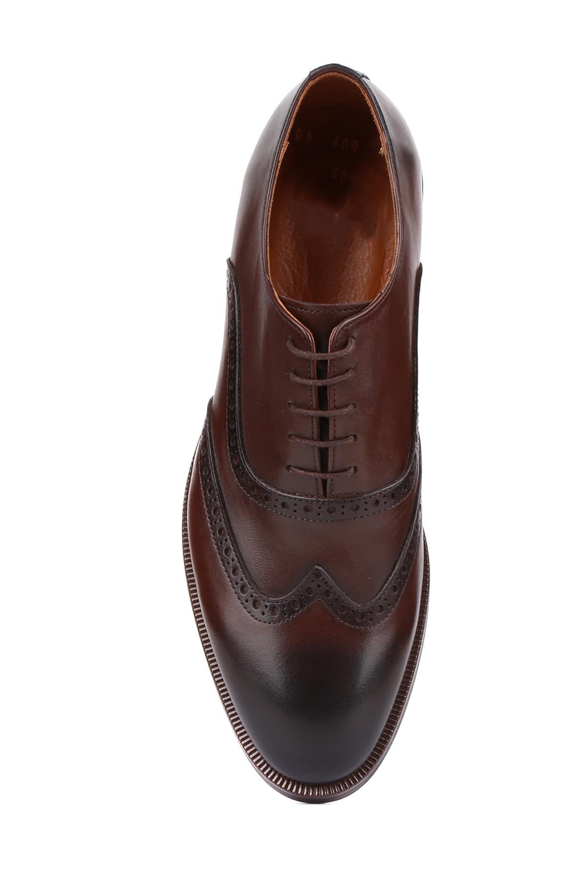 Shoetyle - Kahverengi Deri Bağcıklı Erkek Klasik Ayakkabı 250-450