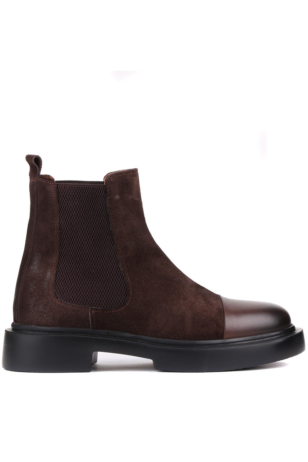 Shoetyle - Kahverengi Süet Deri Erkek Chelsea Bot 250-080