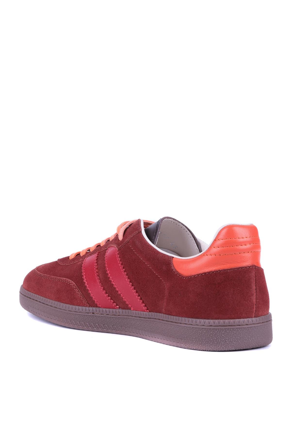 Shoetyle - Kiremit Rengi Hakiki Süet Bağcıklı Erkek Sneaker 666-1077