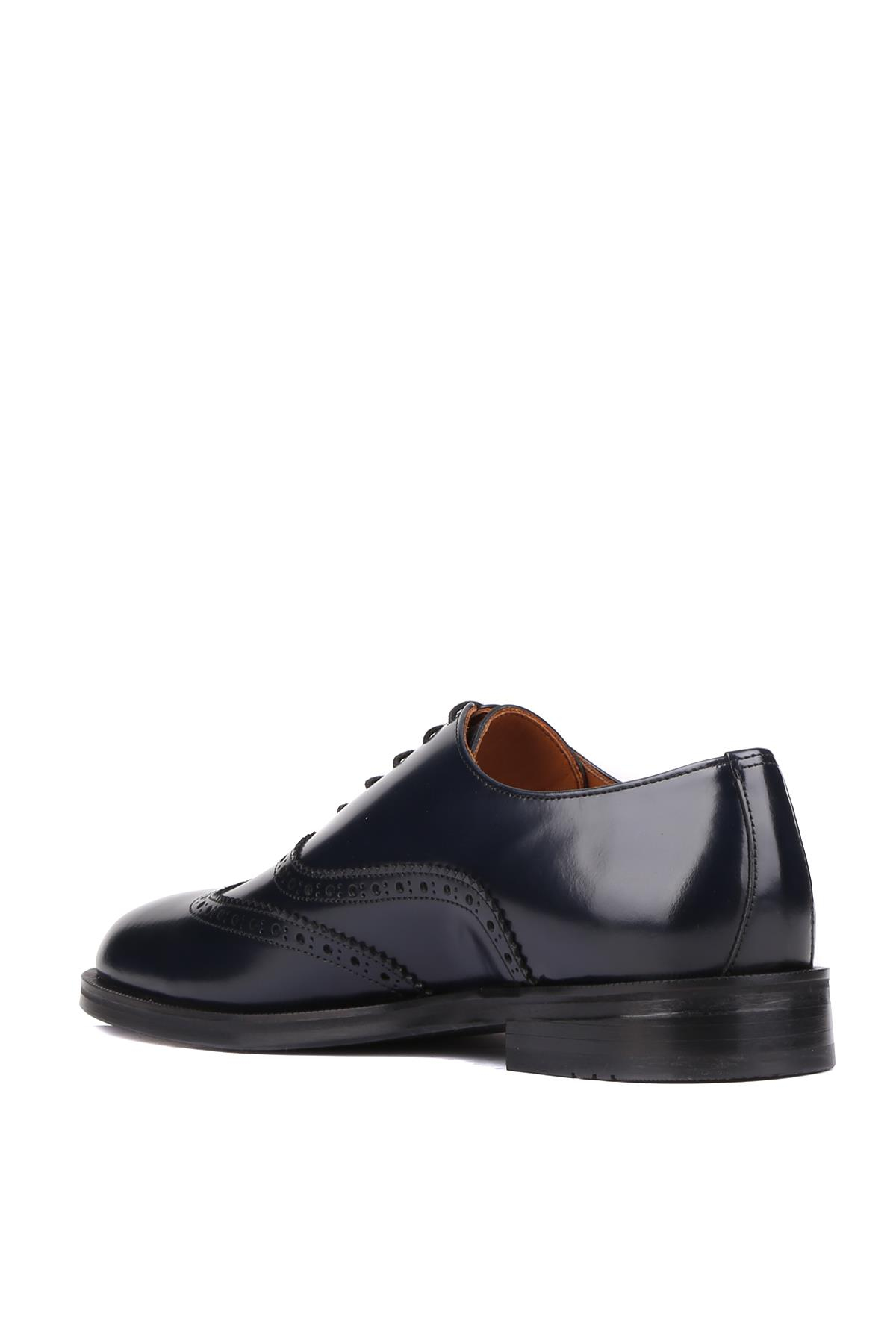Shoetyle - Lacivert Açma Deri Bağcıklı Erkek Klasik Ayakkabı 250-450