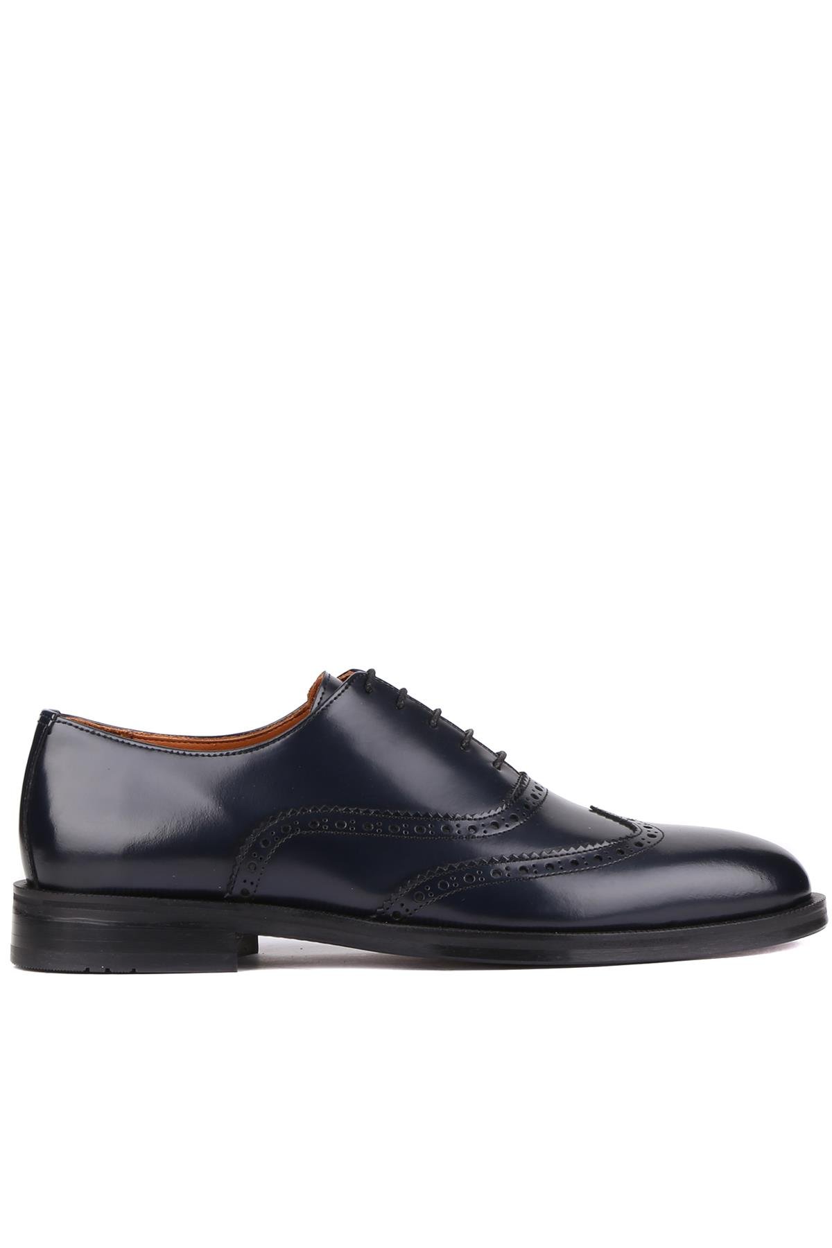 Shoetyle - Lacivert Açma Deri Bağcıklı Erkek Klasik Ayakkabı 250-450