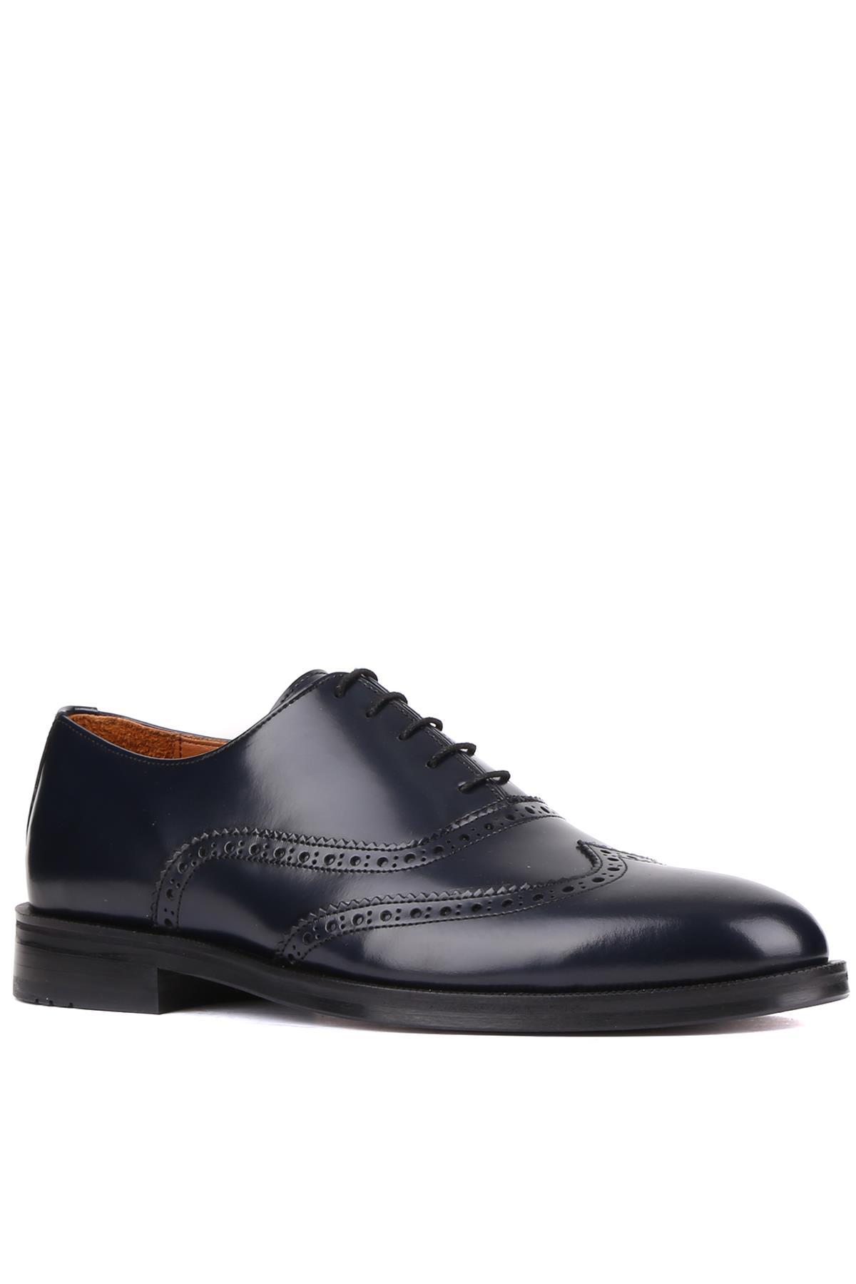Shoetyle - Lacivert Açma Deri Bağcıklı Erkek Klasik Ayakkabı 250-450