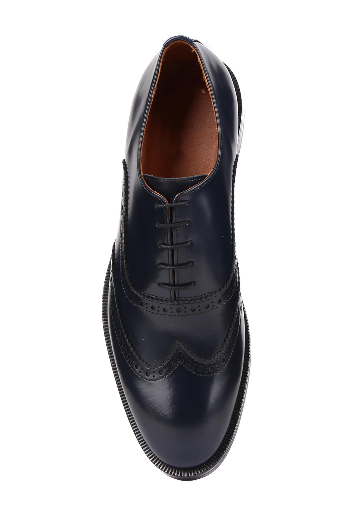 Shoetyle - Lacivert Açma Deri Bağcıklı Erkek Klasik Ayakkabı 250-450