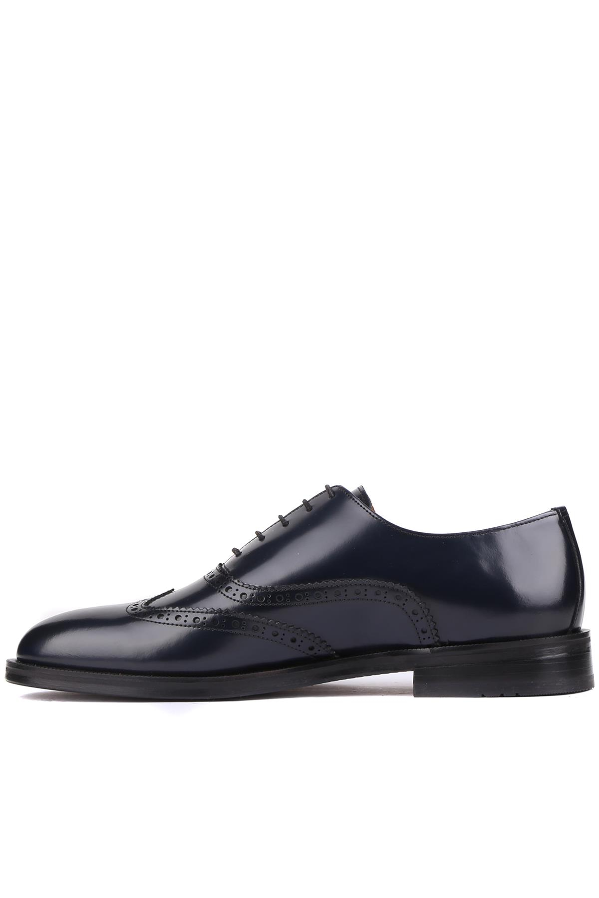 Shoetyle - Lacivert Açma Deri Bağcıklı Erkek Klasik Ayakkabı 250-450