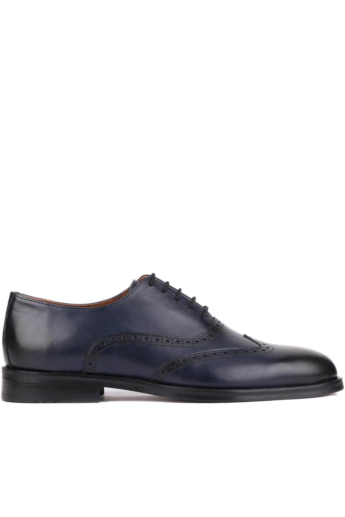 Shoetyle - Lacivert Deri Bağcıklı Erkek Klasik Ayakkabı 250-450