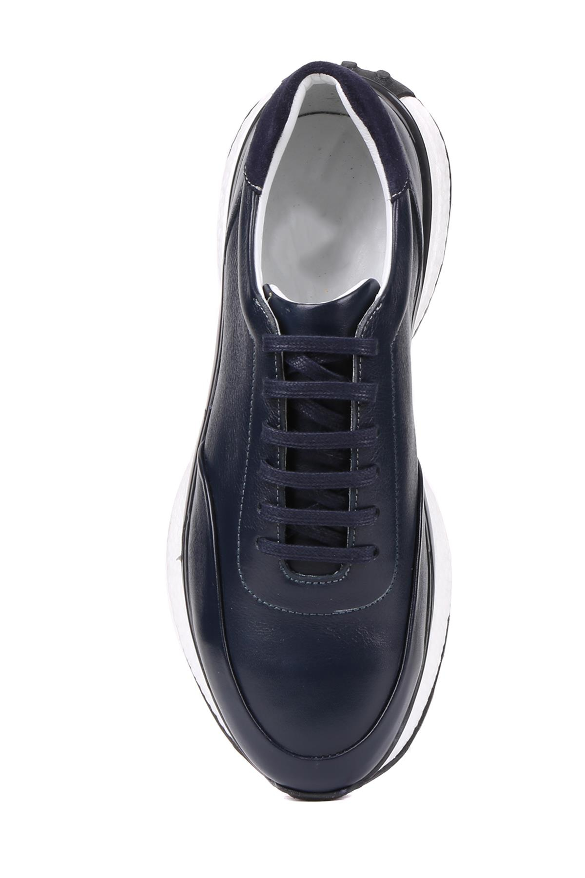 Shoetyle - Lacivert Deri Bağcıklı Erkek Günlük Ayakkabı 250-2518
