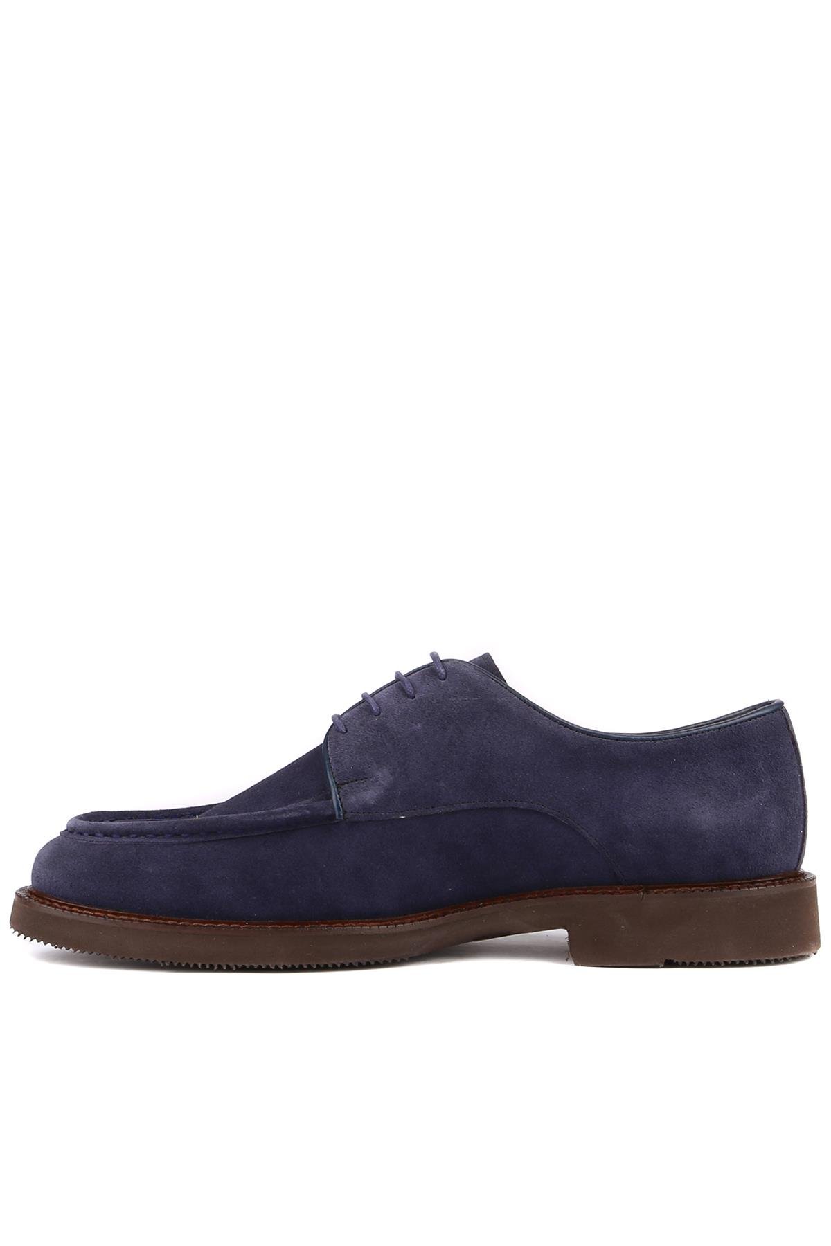 Shoetyle - Lacivert Süet Deri Bağcıklı Erkek Günlük Ayakkabı 250-1617