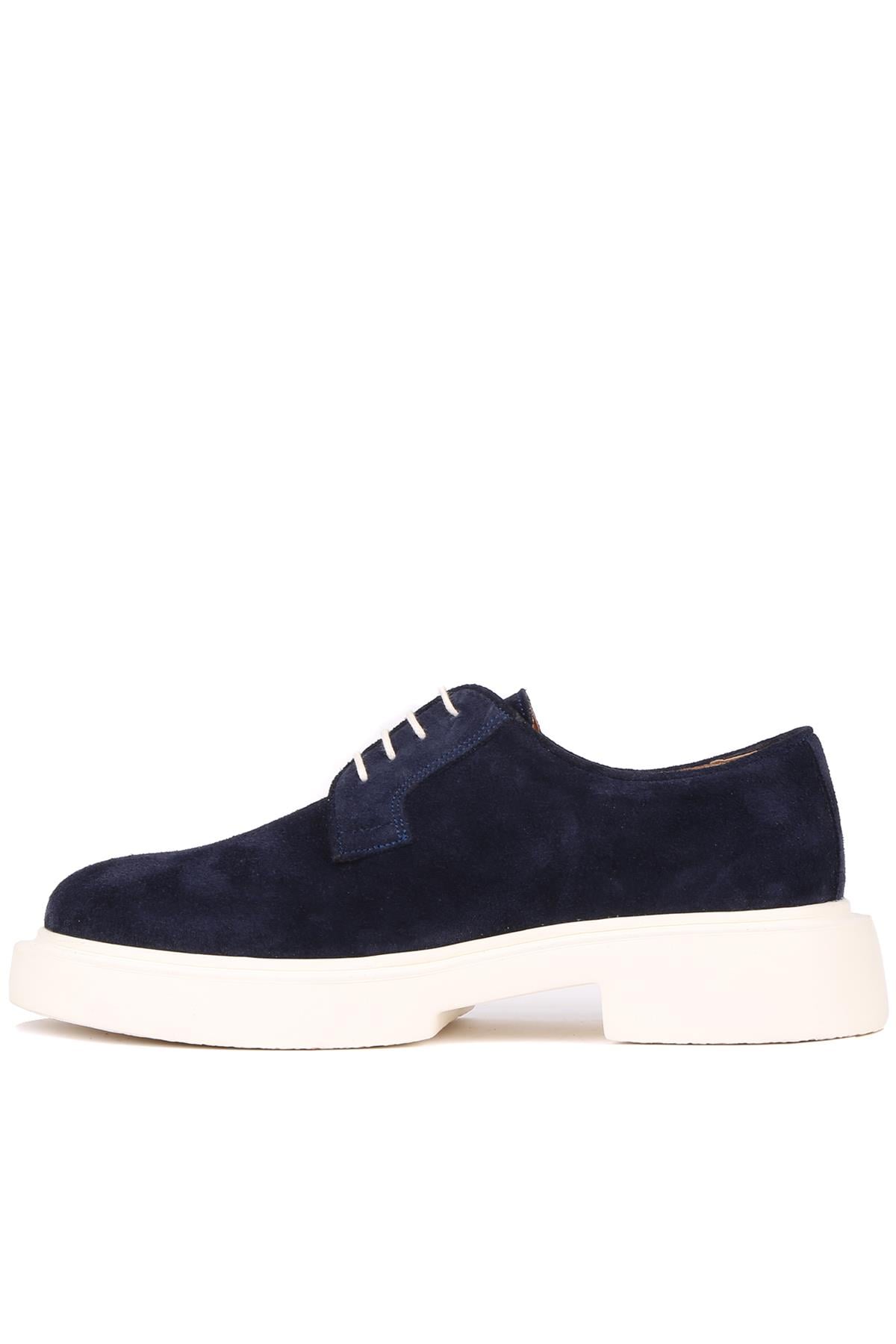 Shoetyle - Lacivert Süet Deri Bağcıklı Erkek Klasik Ayakkabı 250-451