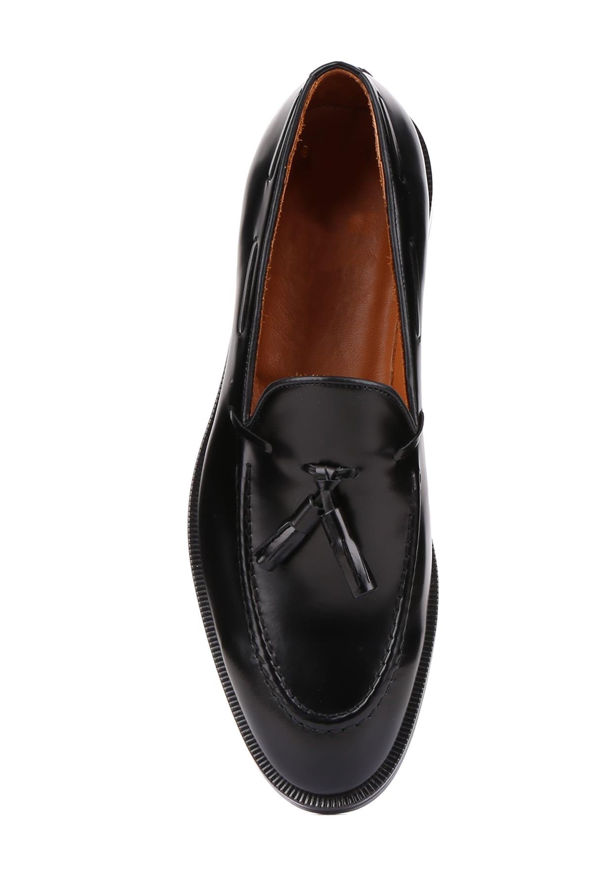 Shoetyle - Siyah Açma Deri Püsküllü Erkek Klasik Ayakkabı 250-7951