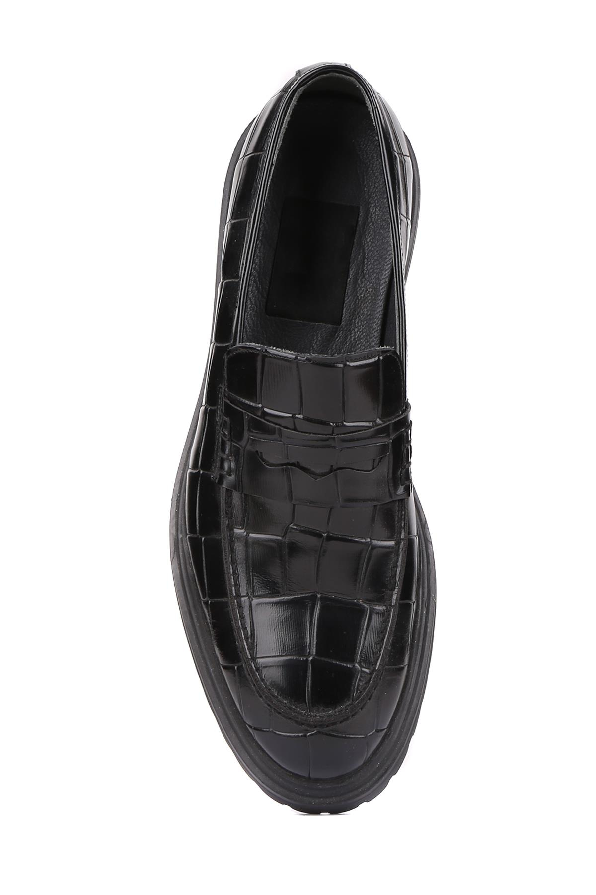 Shoetyle - Siyah Croco Deri Eva Taban Erkek Klasik Ayakkabı 250-2371