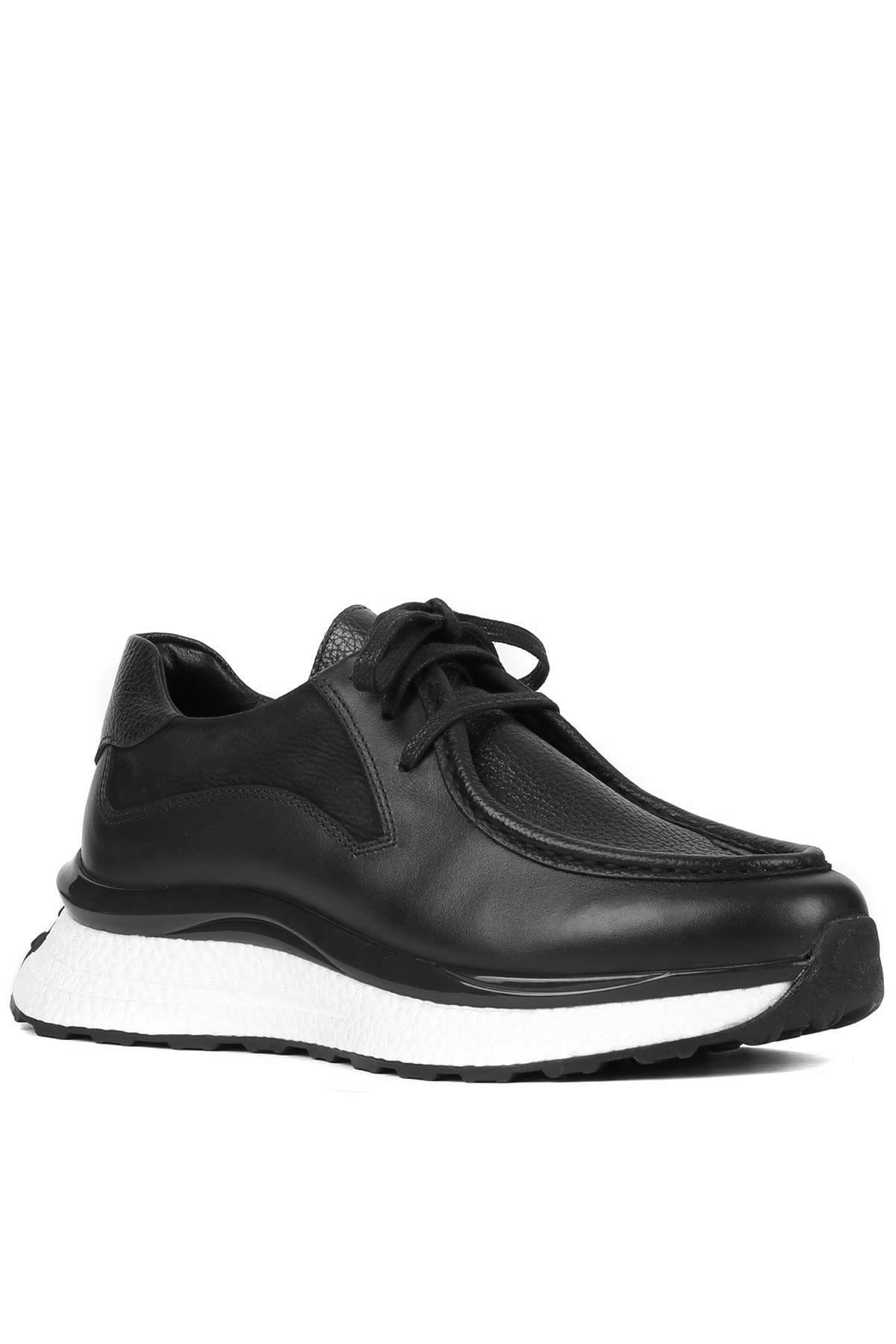 Shoetyle - Siyah Deri Bağcıklı Erkek Günlük Ayakkabı 250-2416