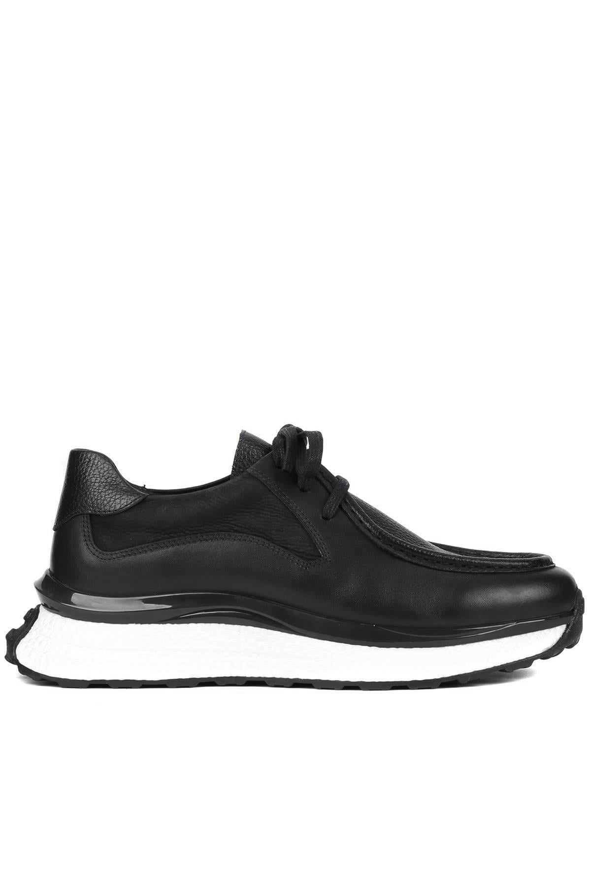 Shoetyle - Siyah Deri Bağcıklı Erkek Günlük Ayakkabı 250-2416
