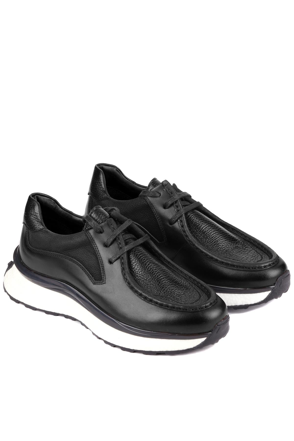 Shoetyle - Siyah Deri Bağcıklı Erkek Günlük Ayakkabı 250-2416