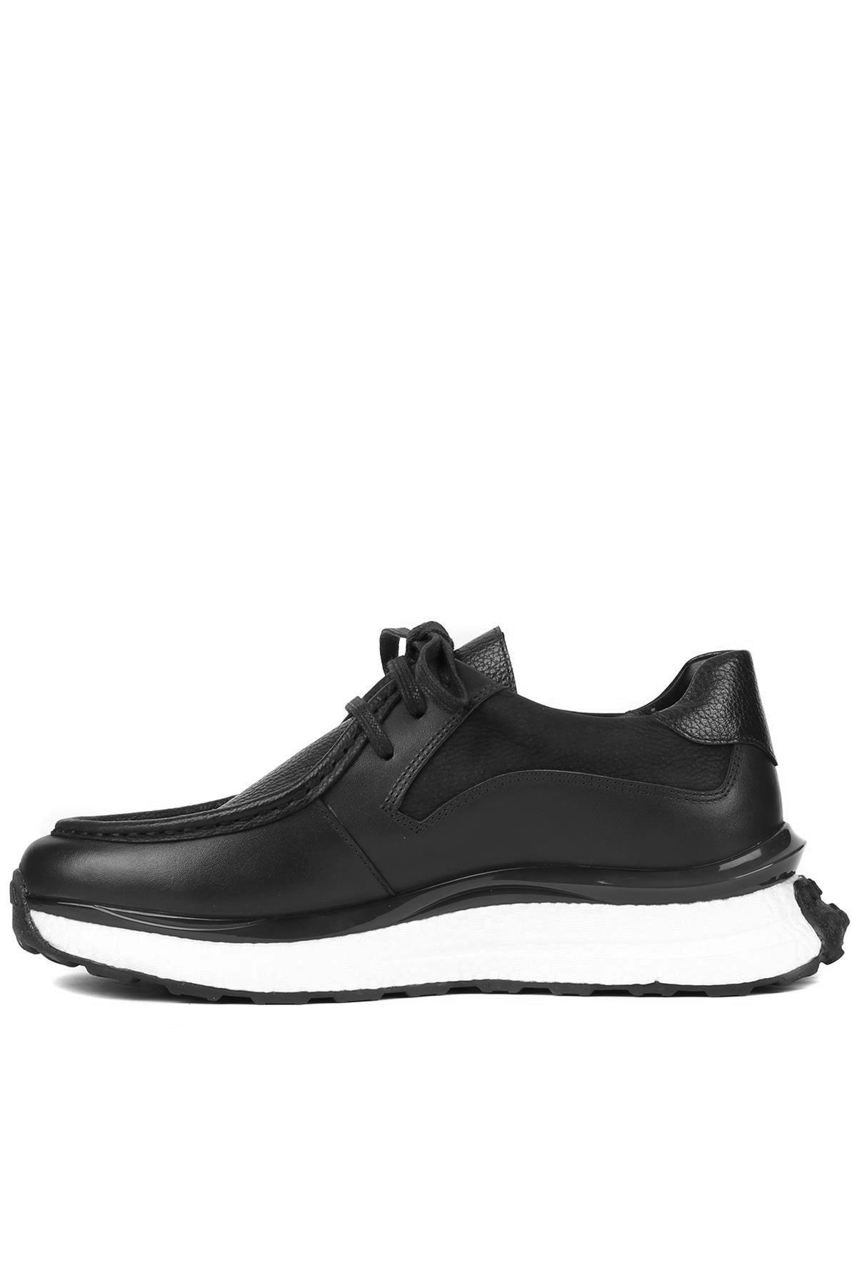 Shoetyle - Siyah Deri Bağcıklı Erkek Günlük Ayakkabı 250-2416