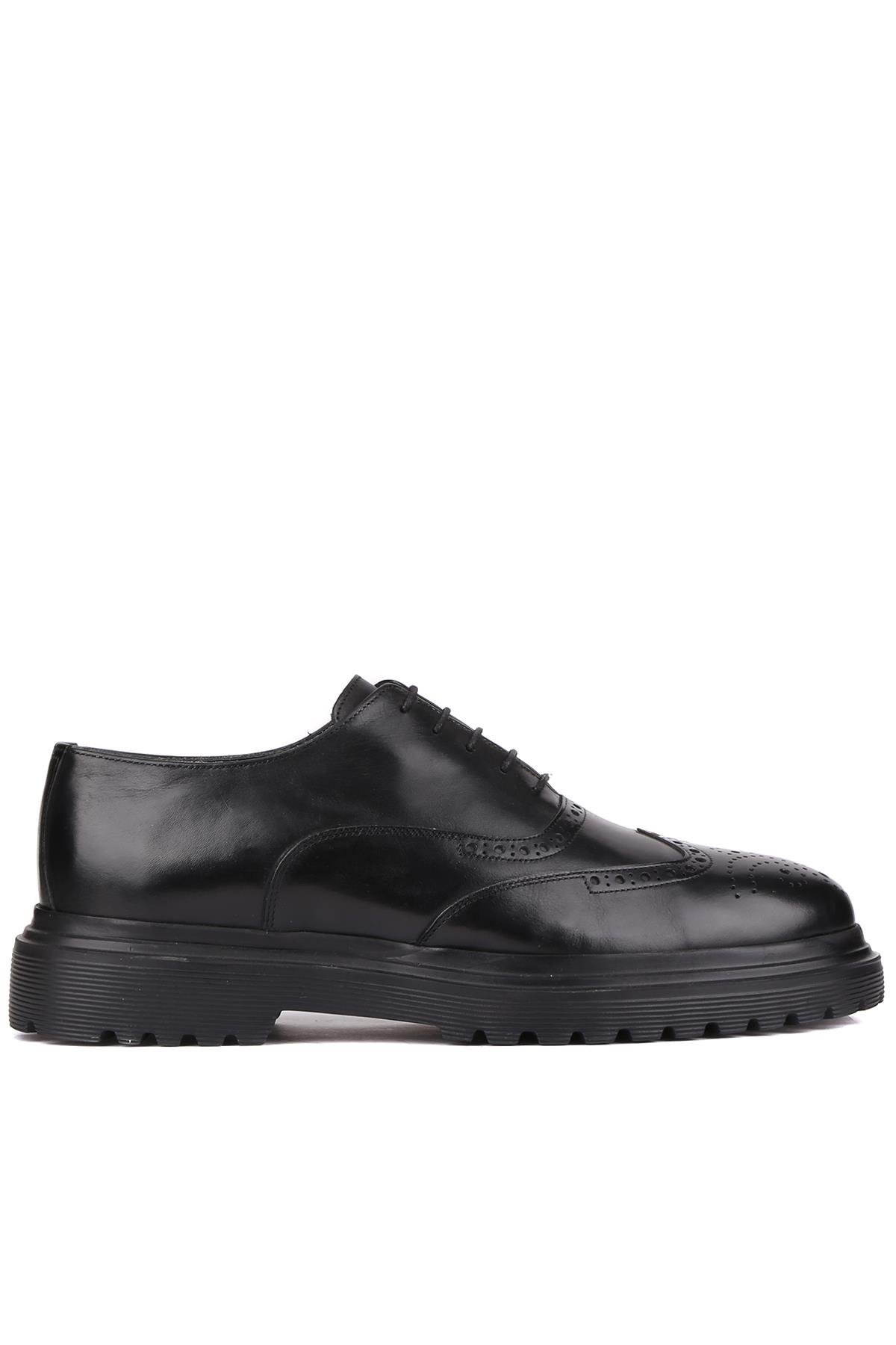 Shoetyle - Siyah Deri Bağcıklı Erkek Klasik Ayakkabı 250-400