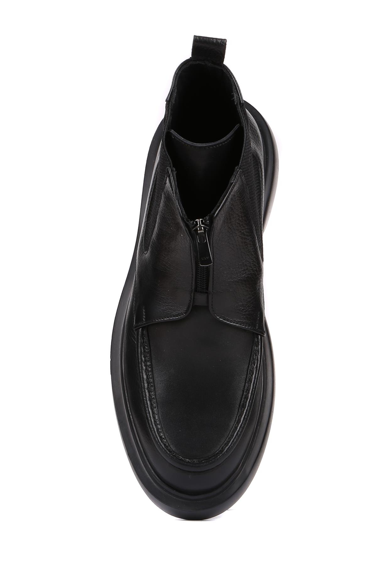 Shoetyle - Siyah Deri Fermuarlı Erkek Bot 250-085