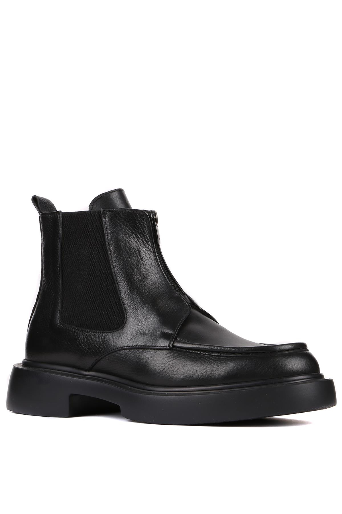 Shoetyle - Siyah Deri Fermuarlı Erkek Bot 250-085