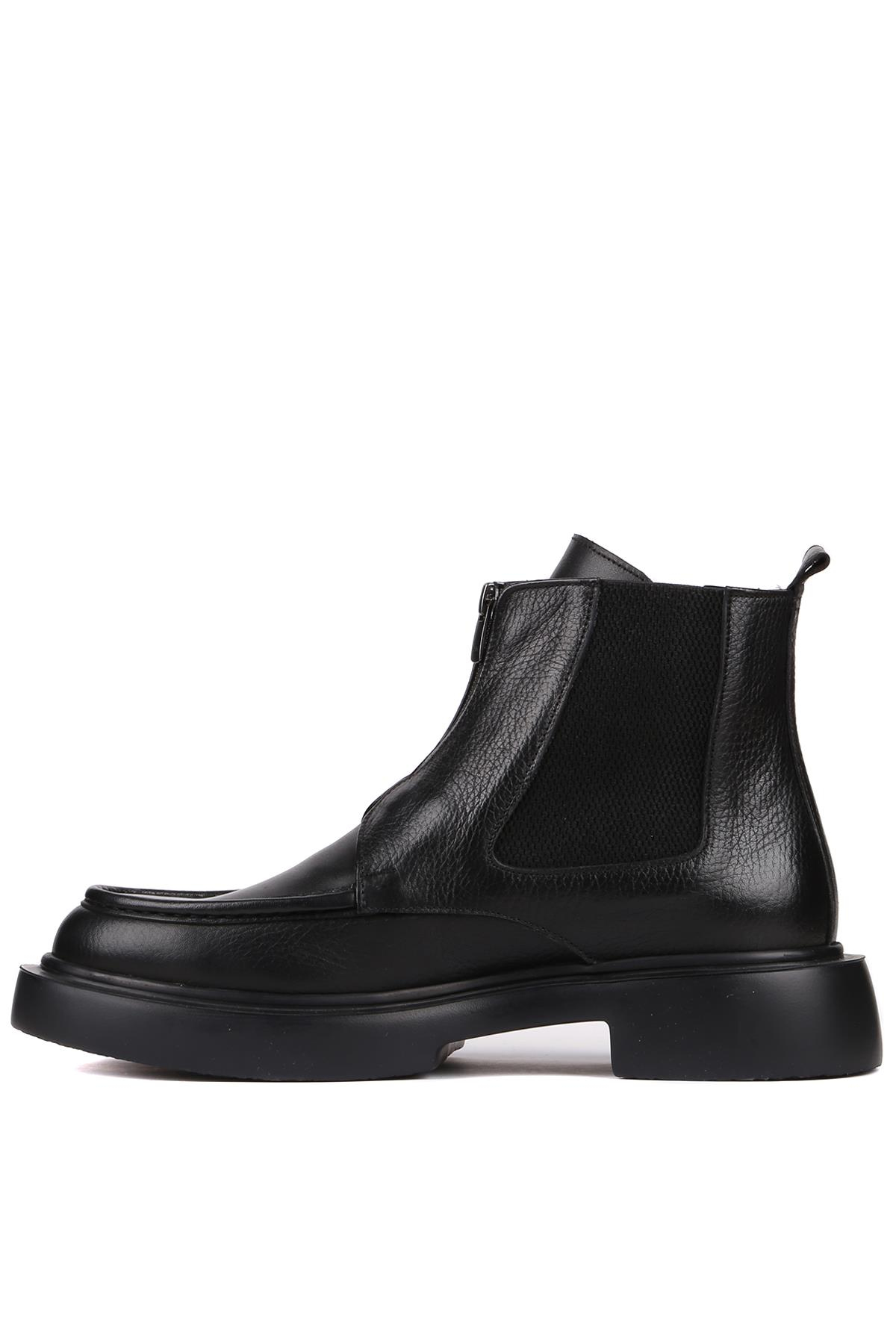 Shoetyle - Siyah Deri Fermuarlı Erkek Bot 250-085