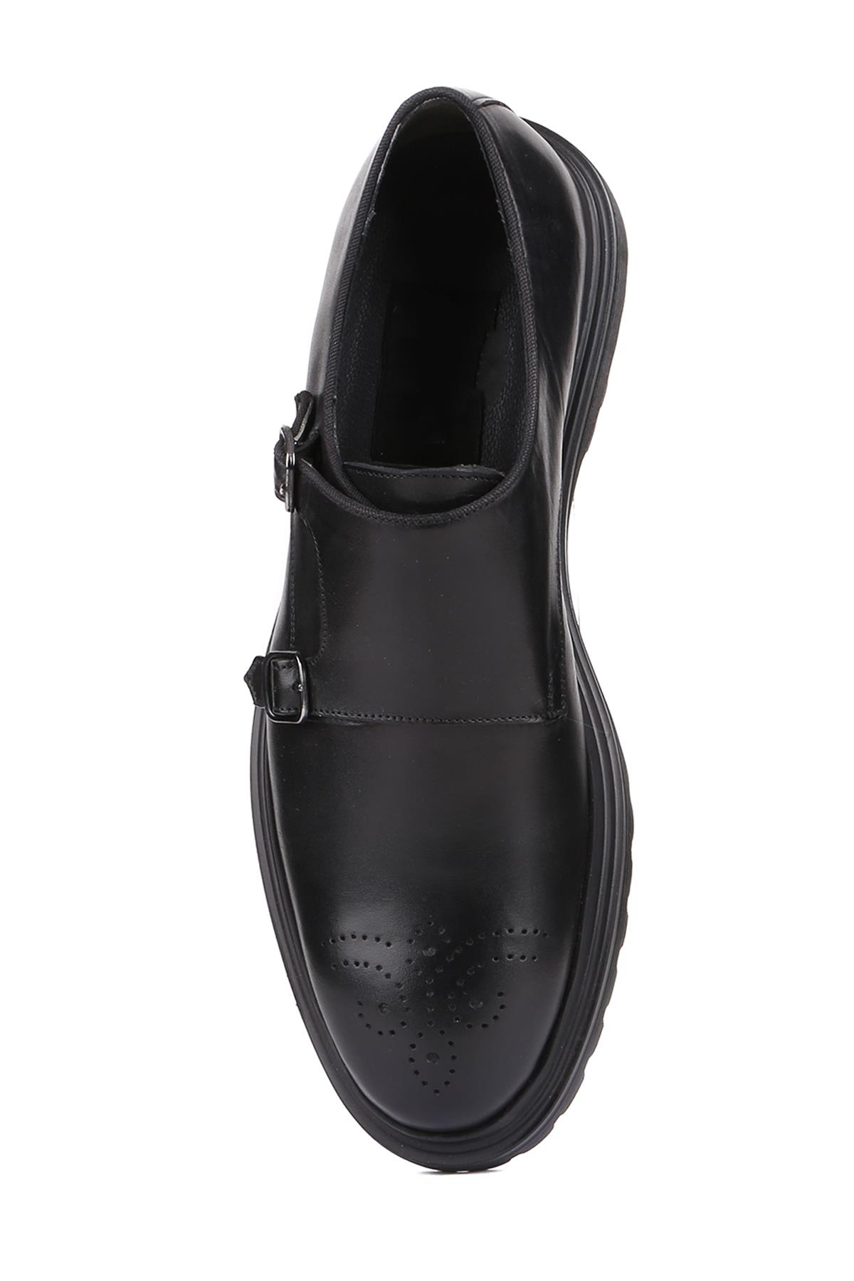 Shoetyle - Siyah Deri Tokalı Erkek Klasik Ayakkabı 250-2379 