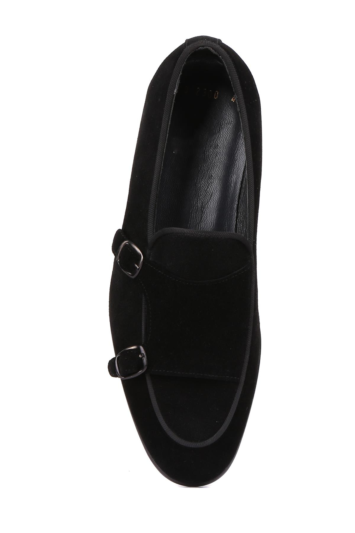 Shoetyle - Siyah Süet Deri Tokalı Erkek Klasik Ayakkabı 250-2300