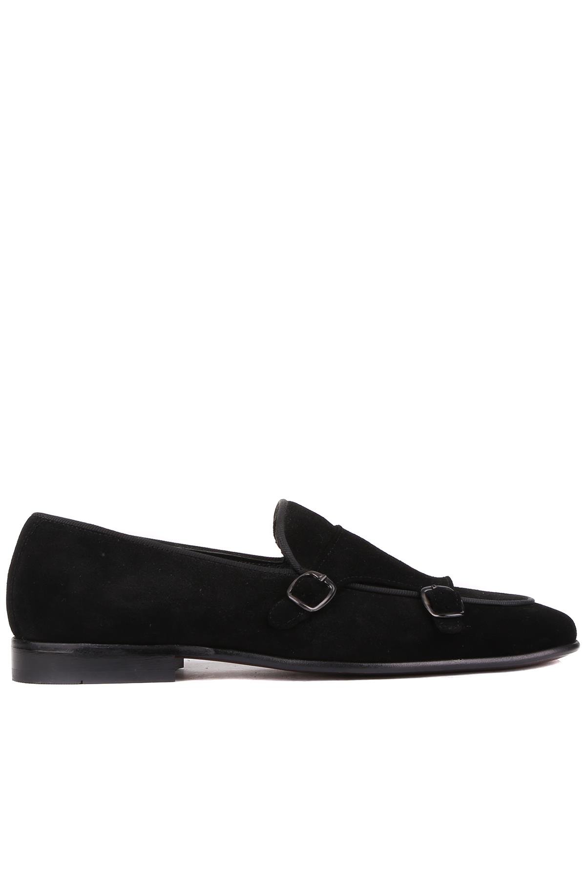 Shoetyle - Siyah Süet Deri Tokalı Erkek Klasik Ayakkabı 250-2300