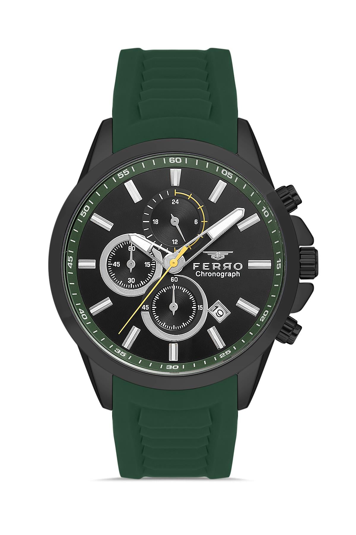 Ferro Erkek Kol Saati Yeni Sezon Yeşil Renk Slikonlu Fonksiyonları Aktif + Bileklik Hediyeli