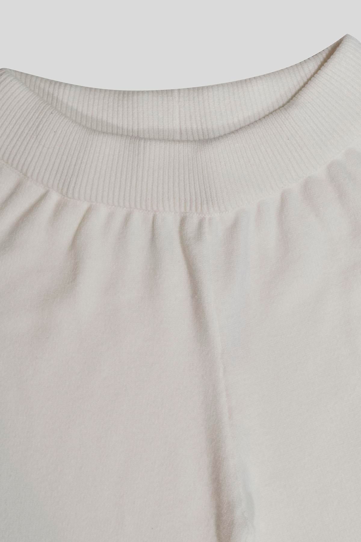 Beli Lastikli Wide Leg Örme Triko Kadın Pantolon