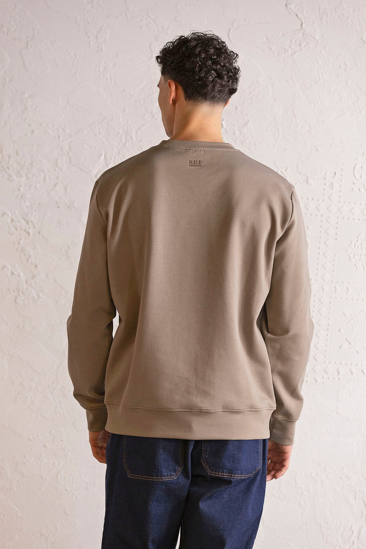 Bisiklet Yaka Baskılı Erkek Sweatshirt