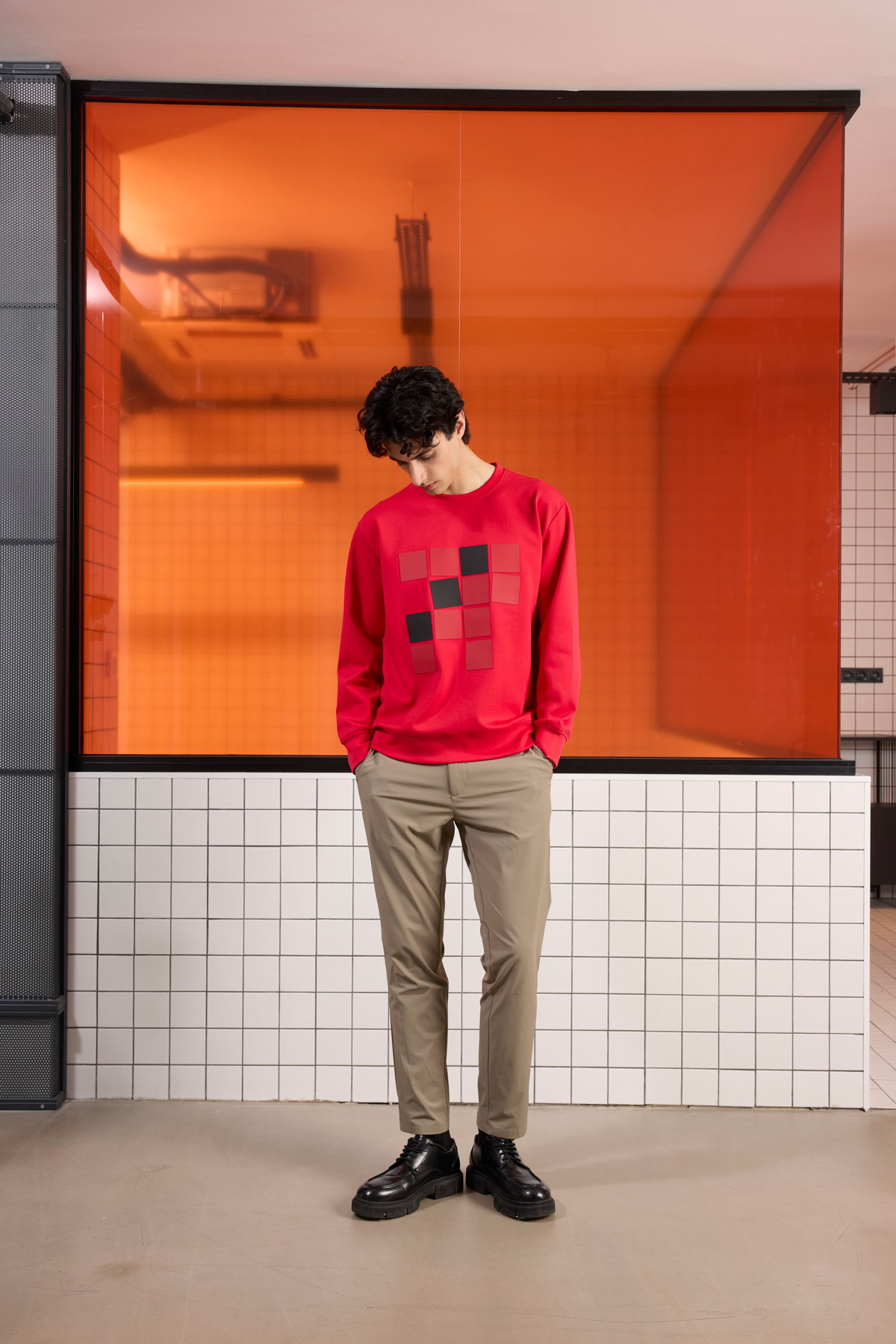 Bisiklet Yaka Baskılı Regular Fit Erkek Sweatshirt