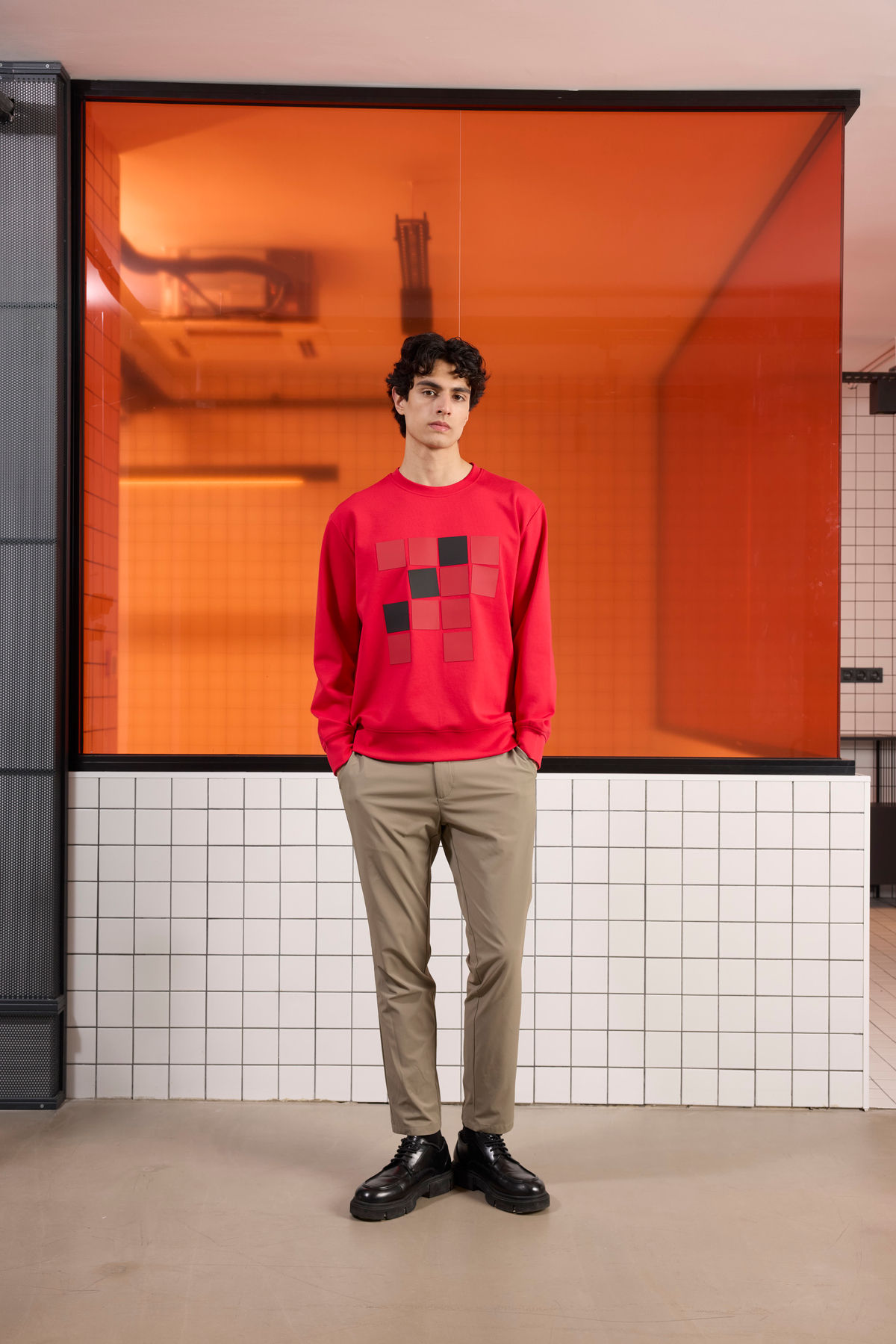 Bisiklet Yaka Baskılı Regular Fit Erkek Sweatshirt