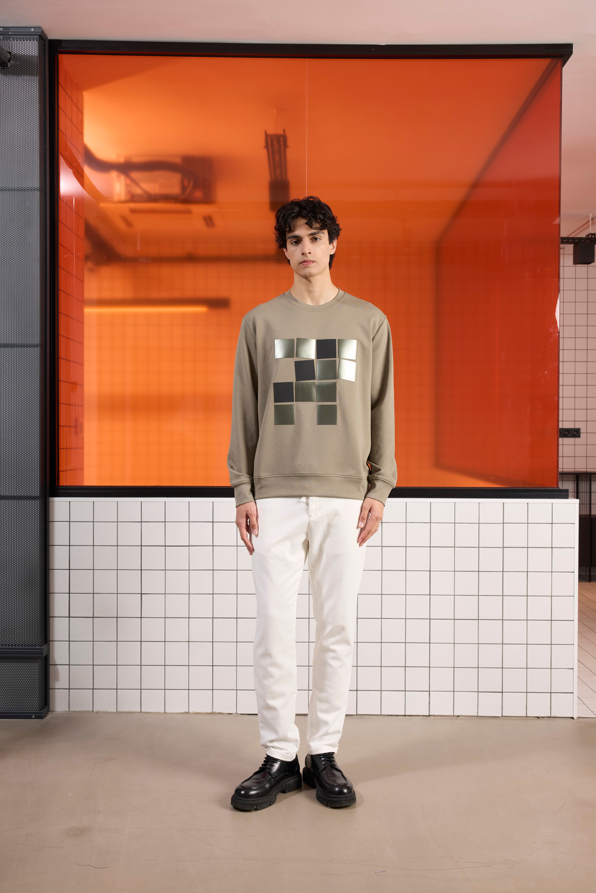 Bisiklet Yaka Baskılı Regular Fit Erkek Sweatshirt