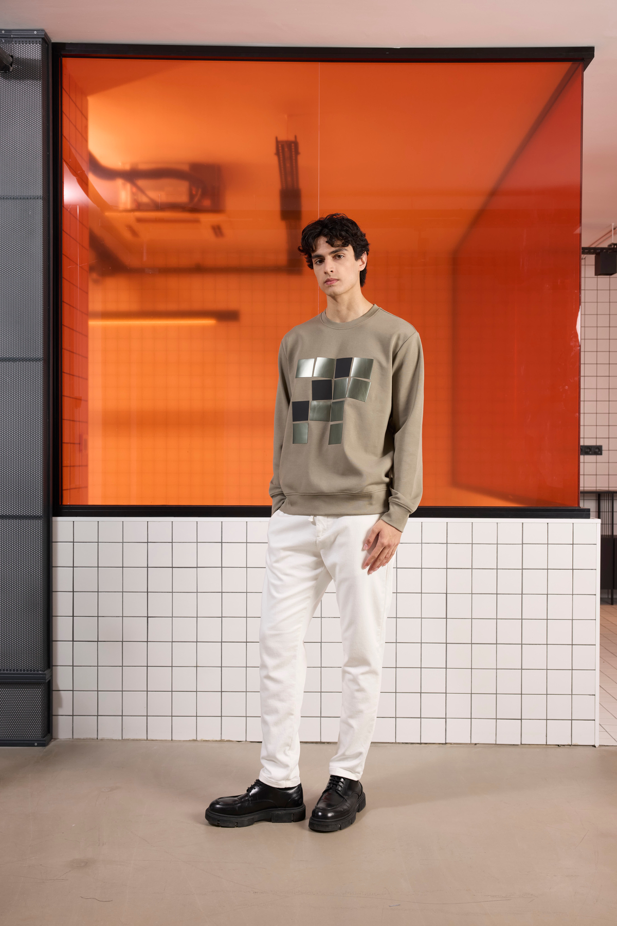 Bisiklet Yaka Baskılı Regular Fit Erkek Sweatshirt