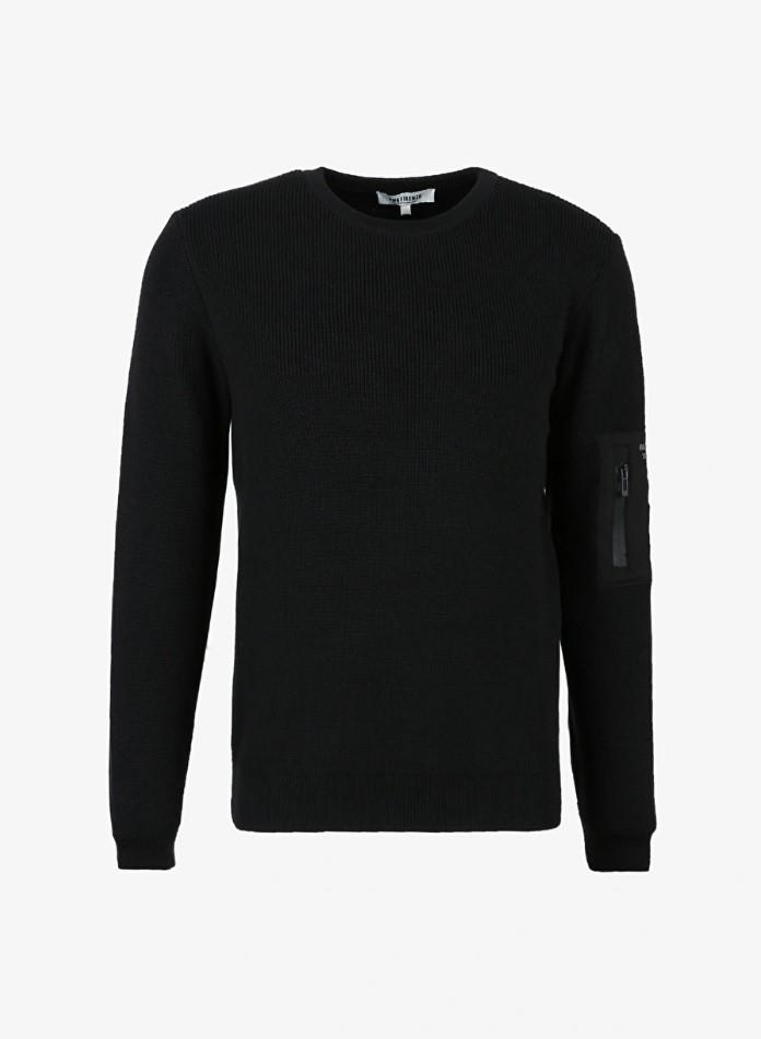 Bisiklet Yaka Cep Detaylı Slim Fit Erkek Kazak
