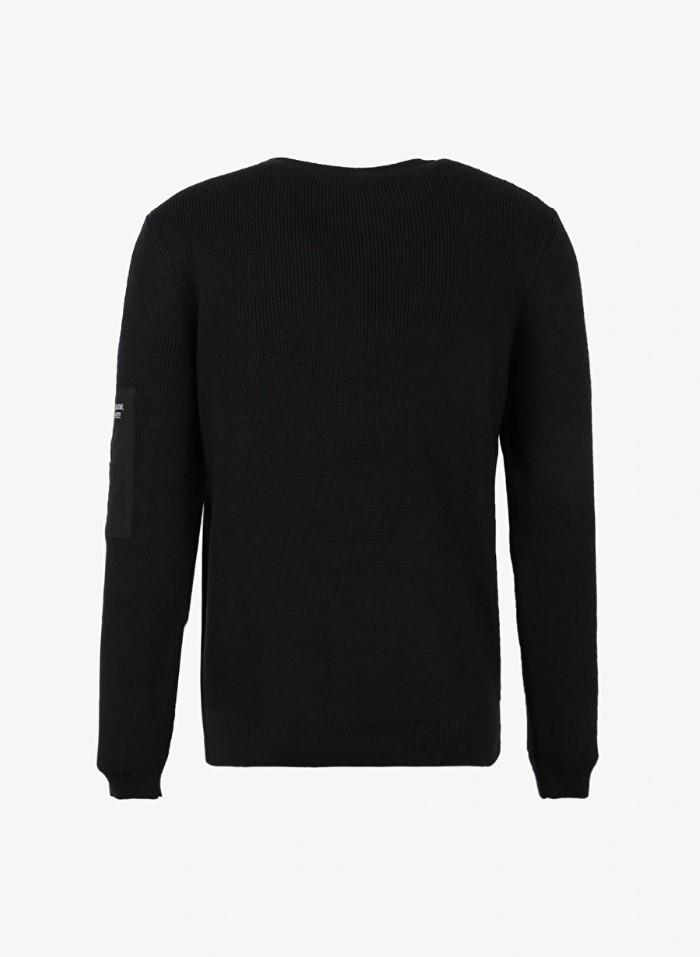Bisiklet Yaka Cep Detaylı Slim Fit Erkek Kazak