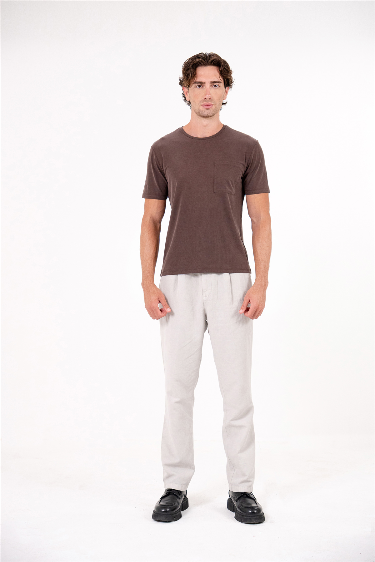 Bisiklet Yaka Cepli Basic Erkek T-shirt