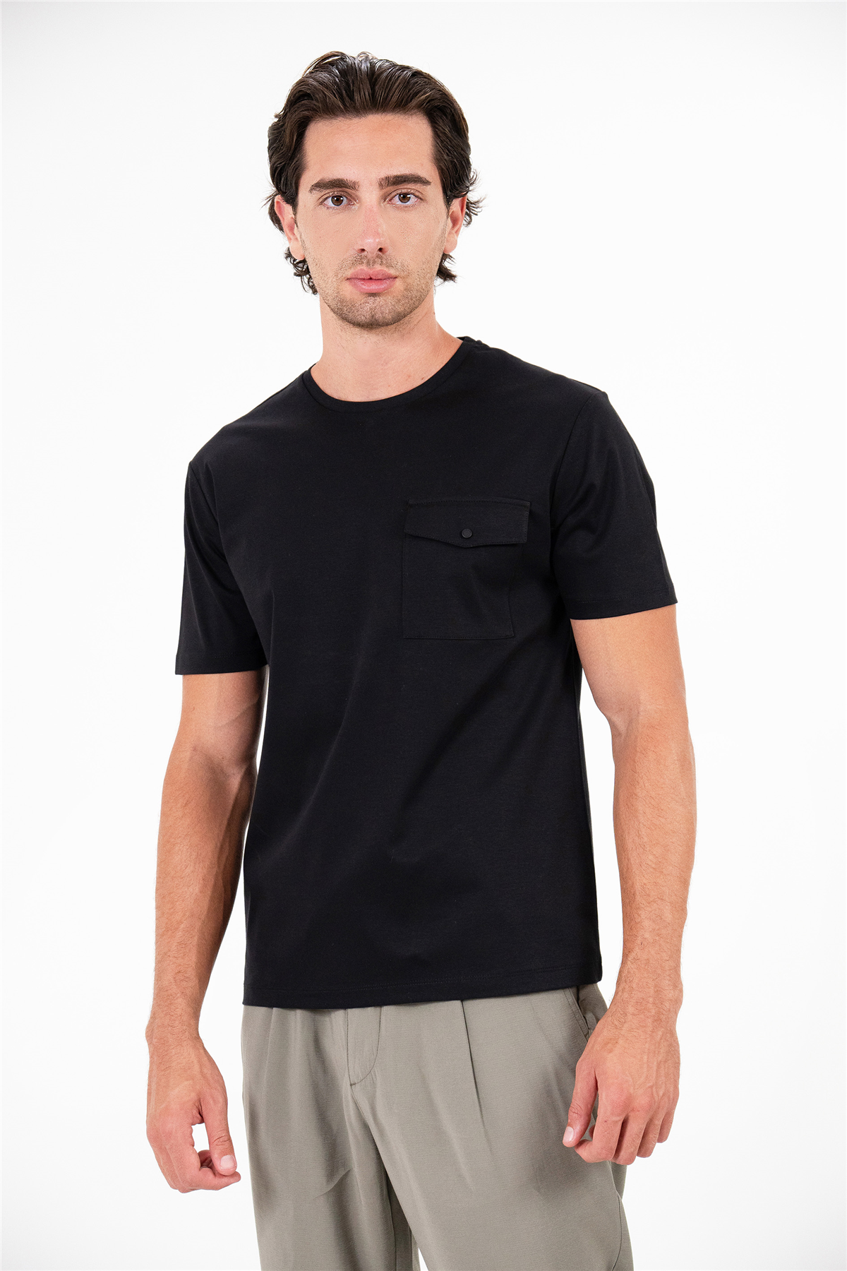 Bisiklet Yaka Cepli Regular Erkek T-shirt