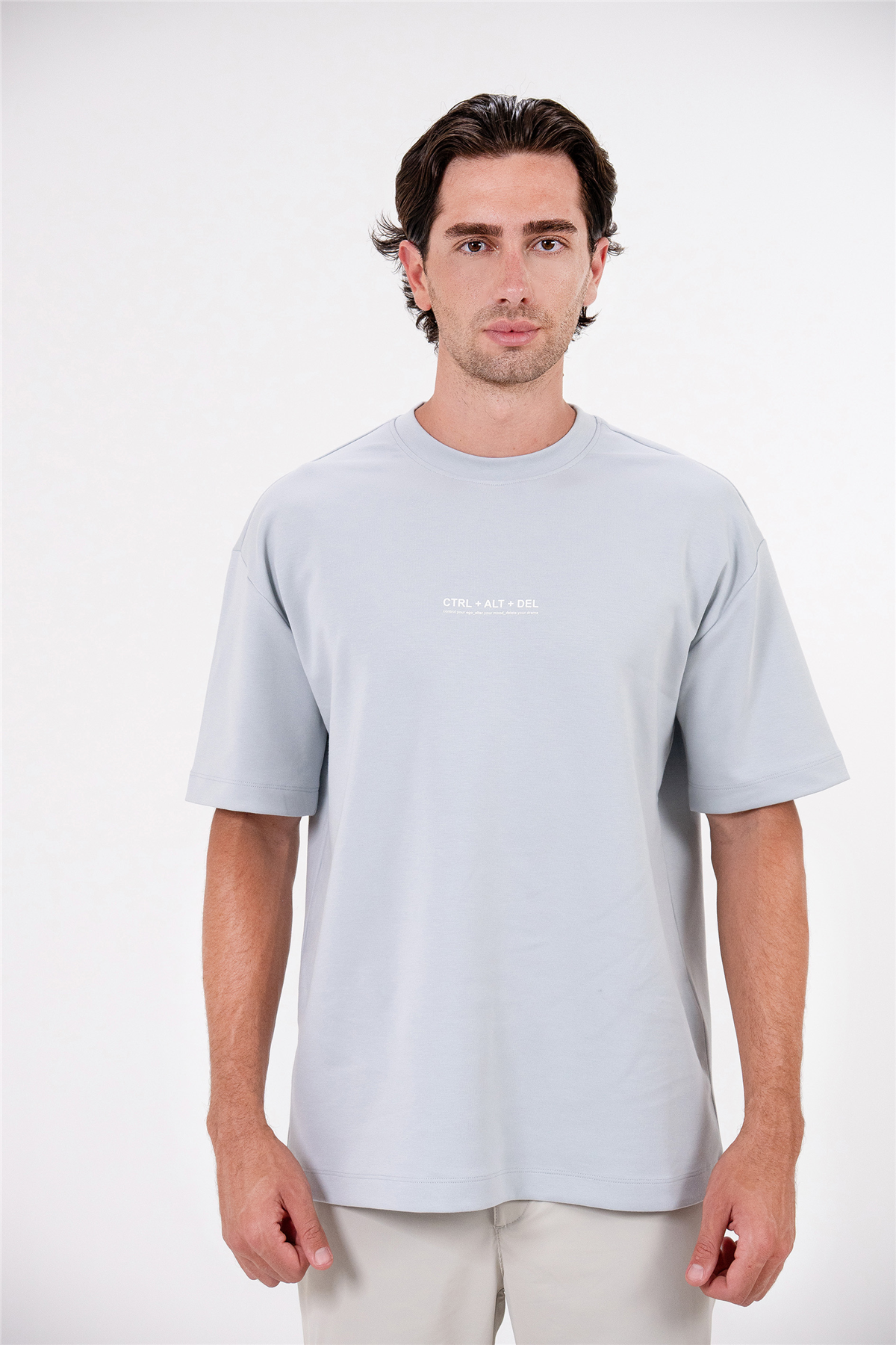 Bisiklet Yaka Ctrl+Alt+Del Baskılı Erkek T-shirt