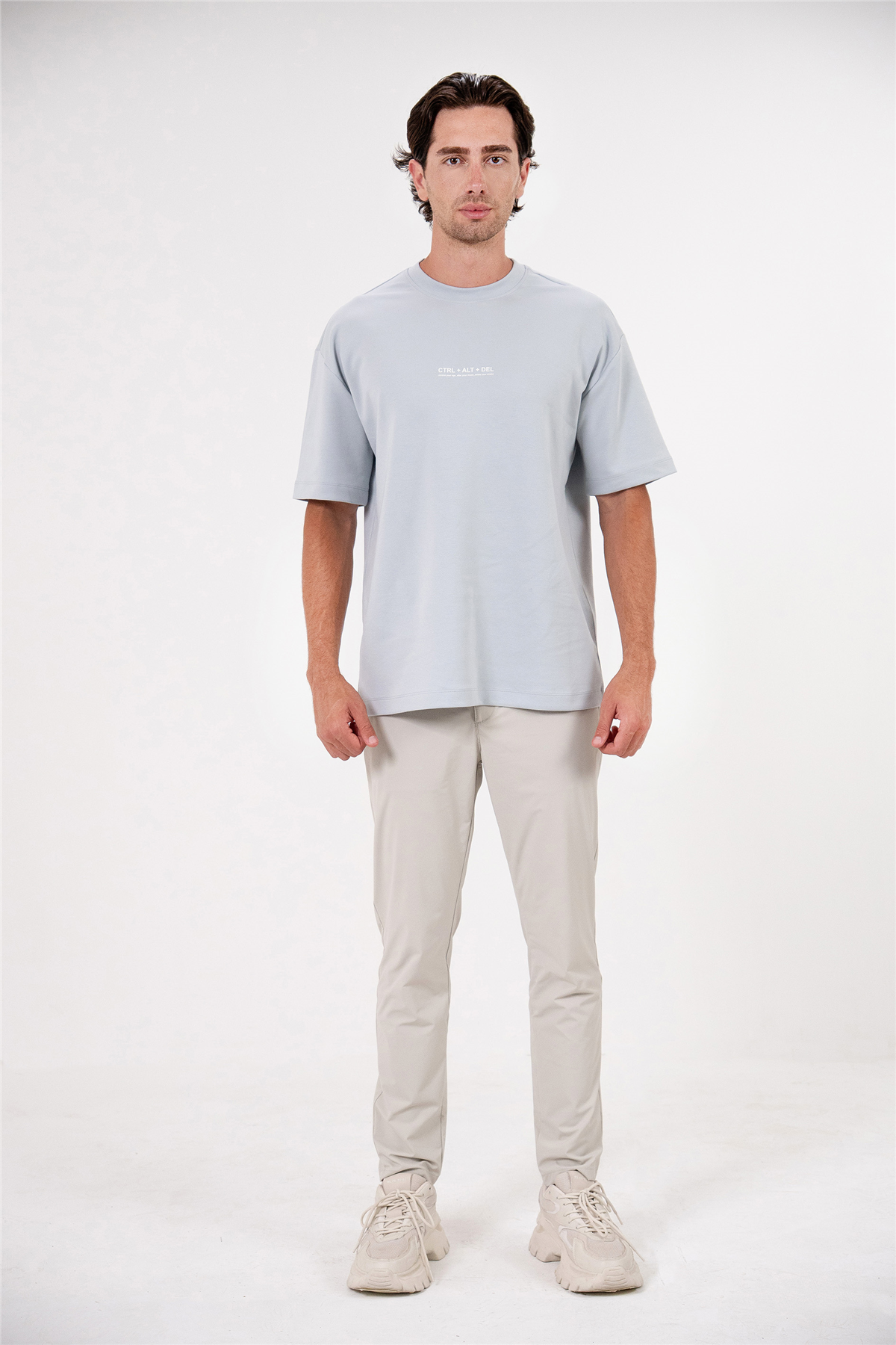 Bisiklet Yaka Ctrl+Alt+Del Baskılı Erkek T-shirt