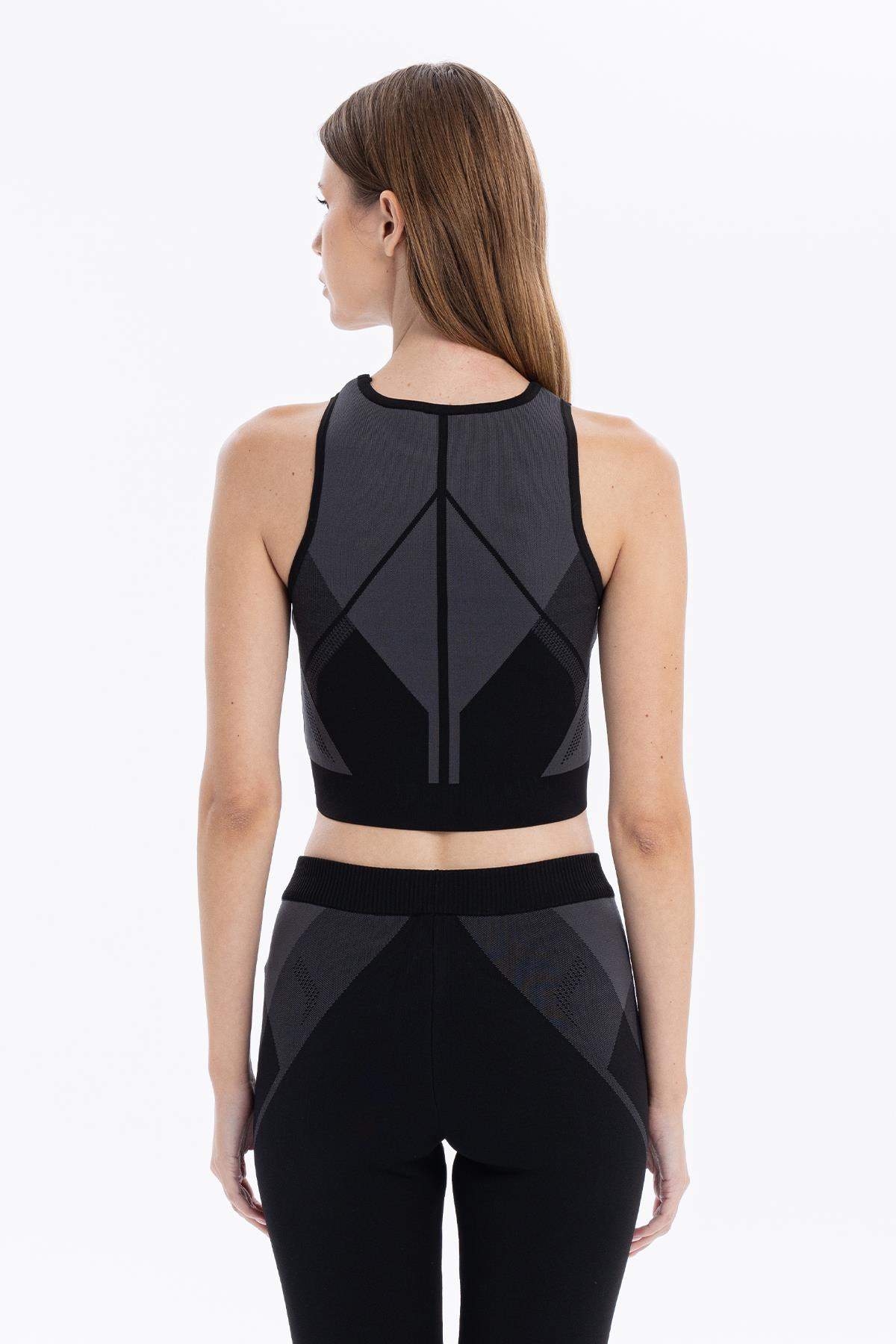 Bisiklet Yaka Desenli Midi Top Crop