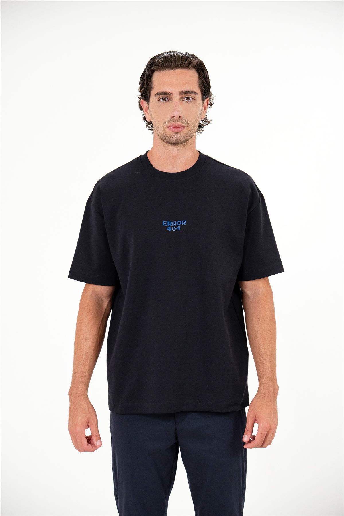 Bisiklet Yaka Error Baskılı Erkek T-shirt