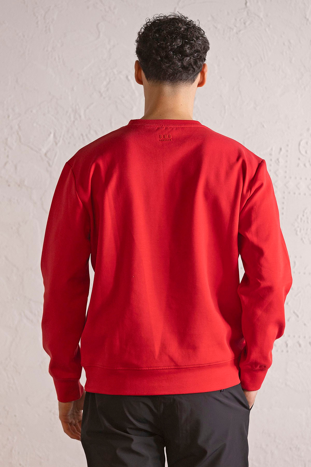 Bisiklet Yaka Geometrik Baskılı Erkek Sweatshirt