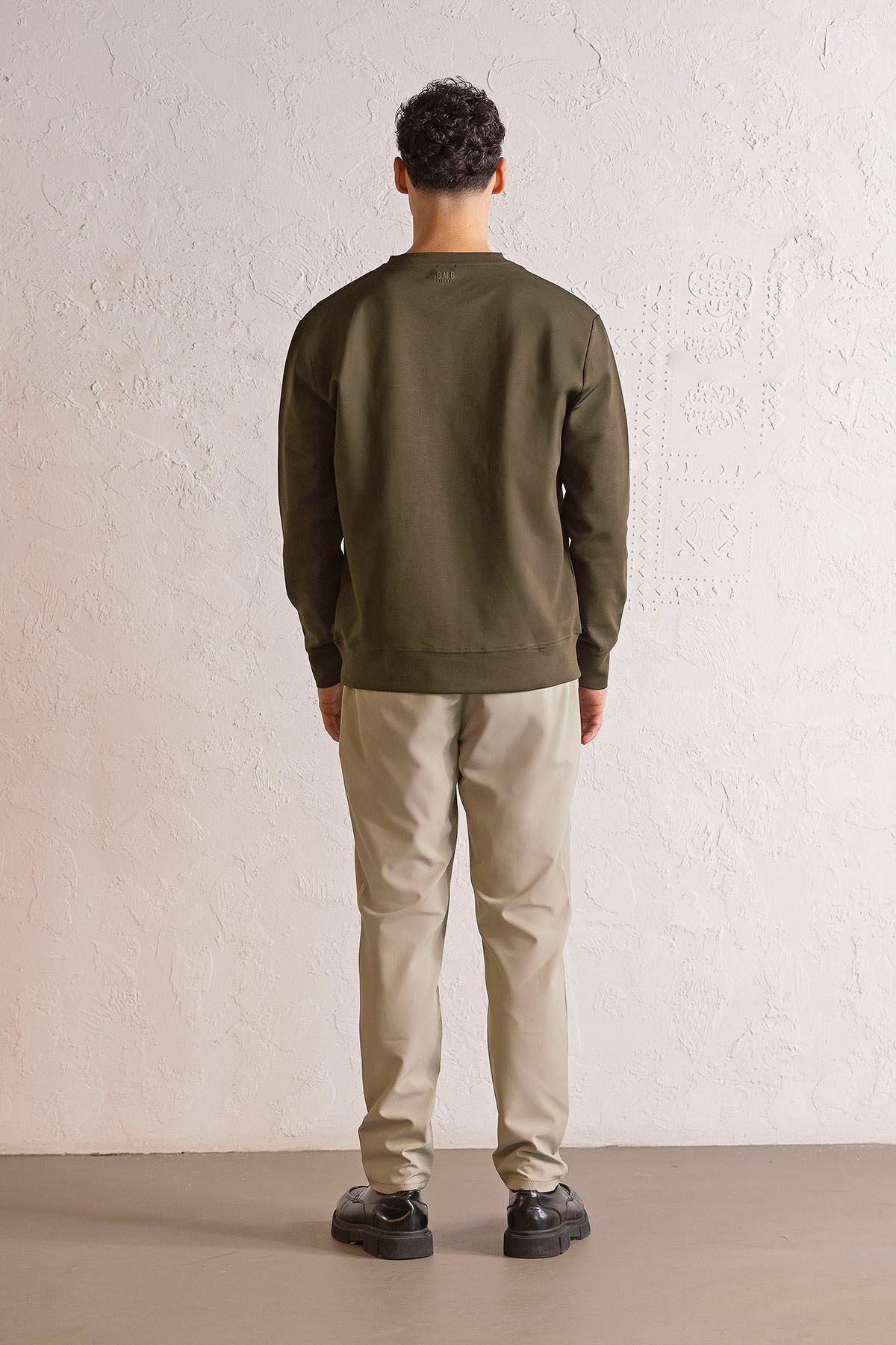 Bisiklet Yaka Kabartma Baskılı Erkek Sweatshirt