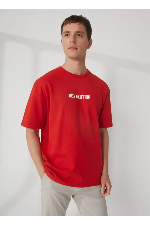 Bisiklet Yaka Oversize Baskılı