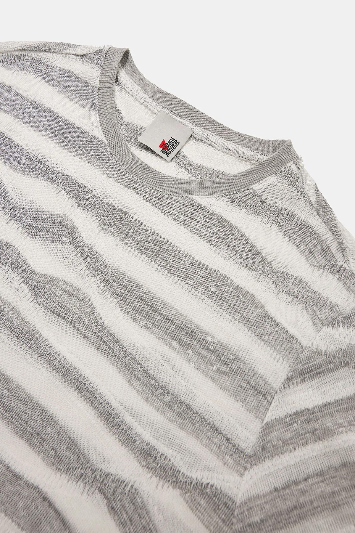 Bisiklet Yaka Ringel Desenli Erkek T-shirt