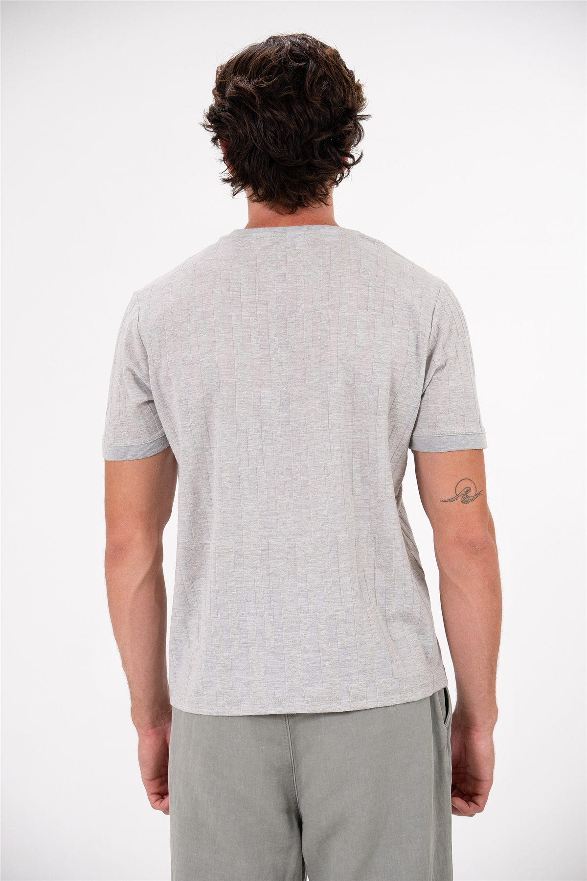 Bisiklet Yaka Şerit Erkek T-shirt