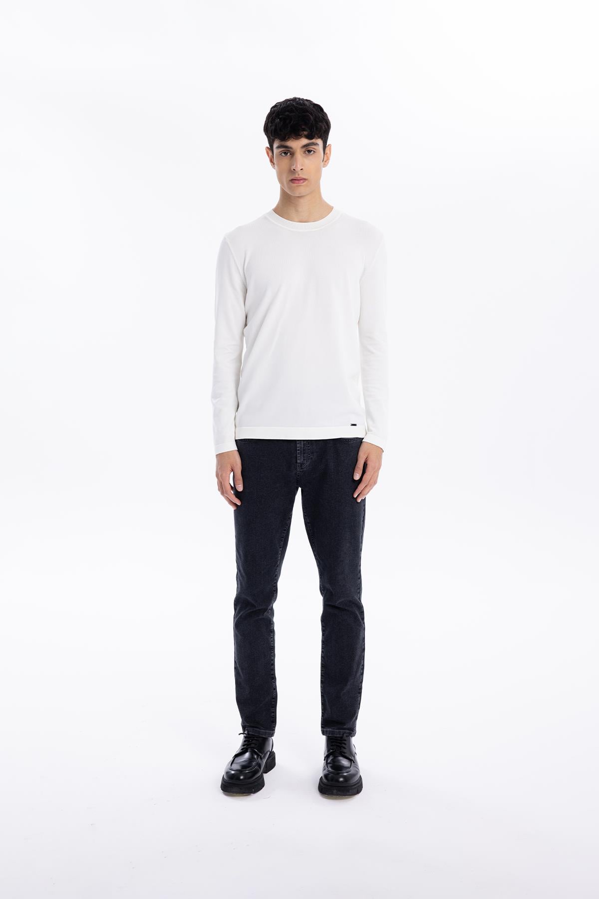 Bisiklet Yaka Slim Fit Basic Erkek Triko Kazak