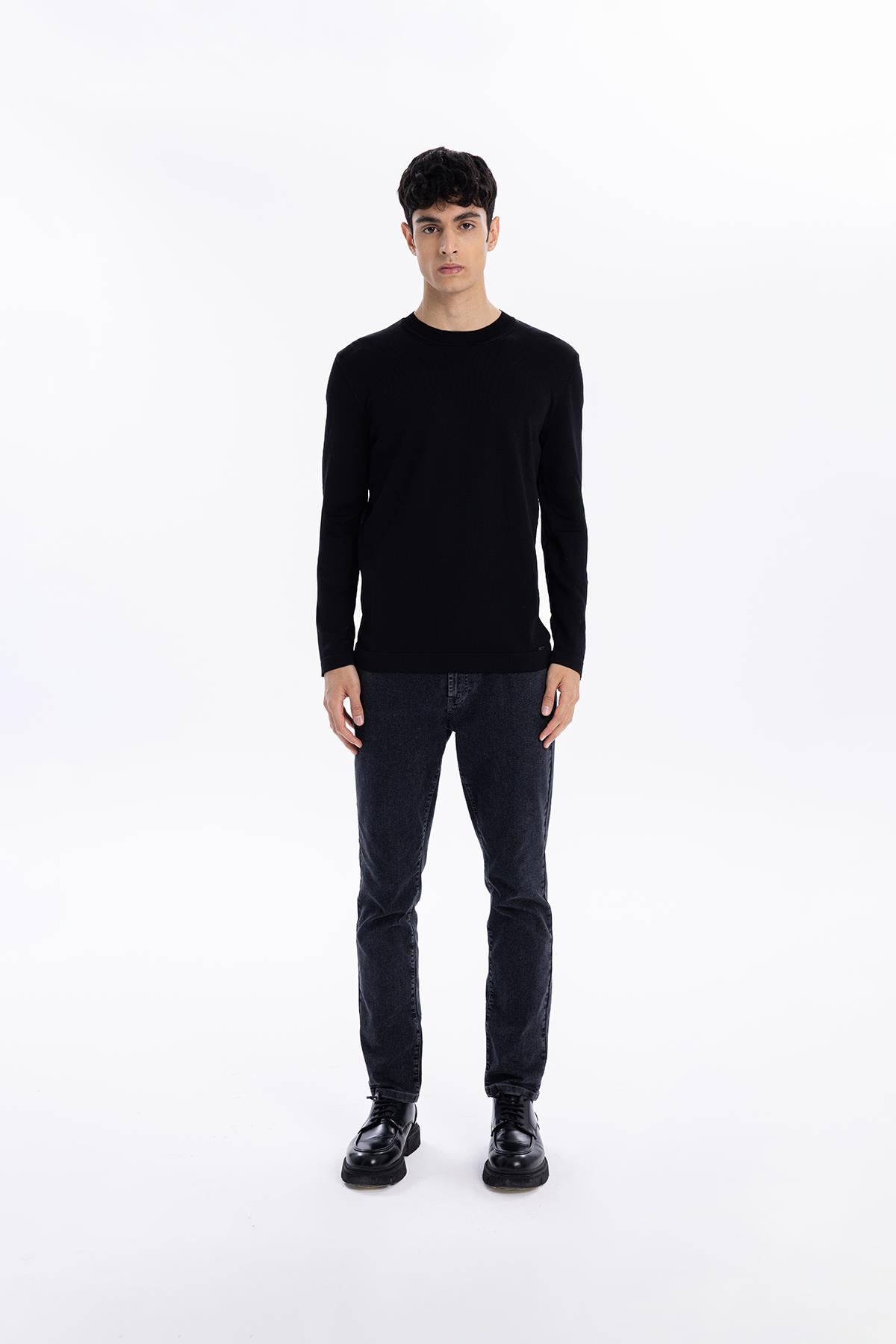 Bisiklet Yaka Slim Fit Basic Erkek Triko Kazak