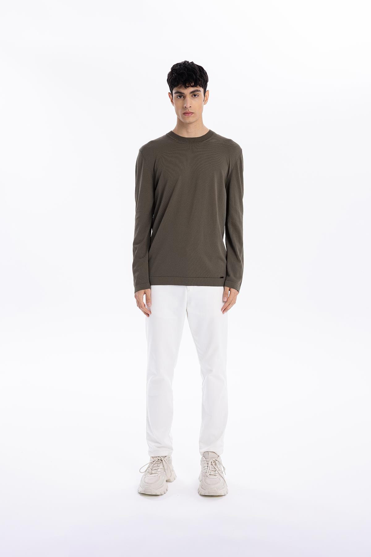 Bisiklet Yaka Slim Fit Basic Erkek Triko Kazak
