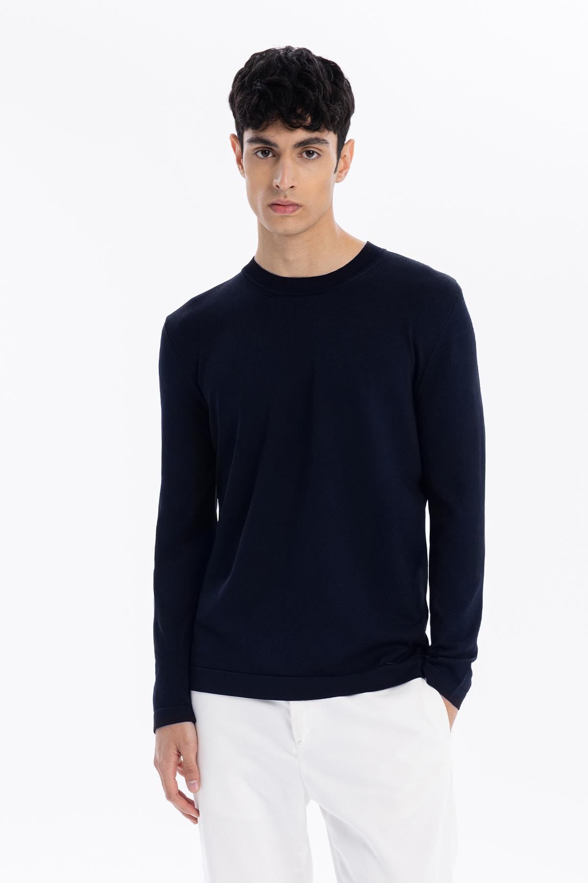 Bisiklet Yaka Slim Fit Basic Erkek Triko Kazak